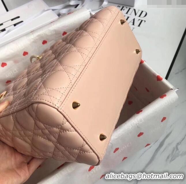 Top Quality Dior Medium Lady Dior Bag in Cannage Lambskin 44532 Light Pink/Gold 2024