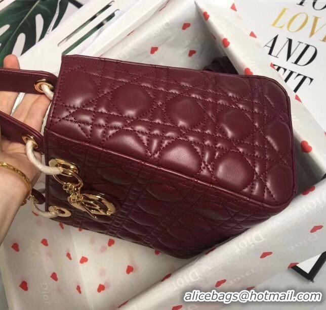 Grade Cheap Dior Medium Lady Dior Bag in Cannage Lambskin 44532 Burgundy/Gold 2024