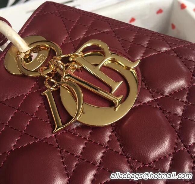 Grade Cheap Dior Medium Lady Dior Bag in Cannage Lambskin 44532 Burgundy/Gold 2024