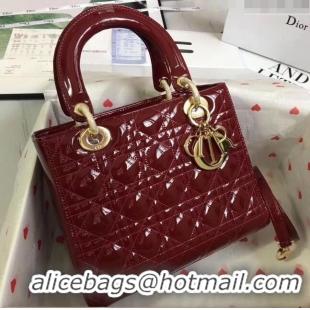 Big Enough Dior Medium Lady Dior Bag in Cannage Patent Leather 44532 Burgundy/Gold 2024