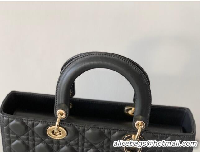 Grade Quality Dior Large Lady Dior Bag in Lambskin Leather CD1817 Black/Gold 2024