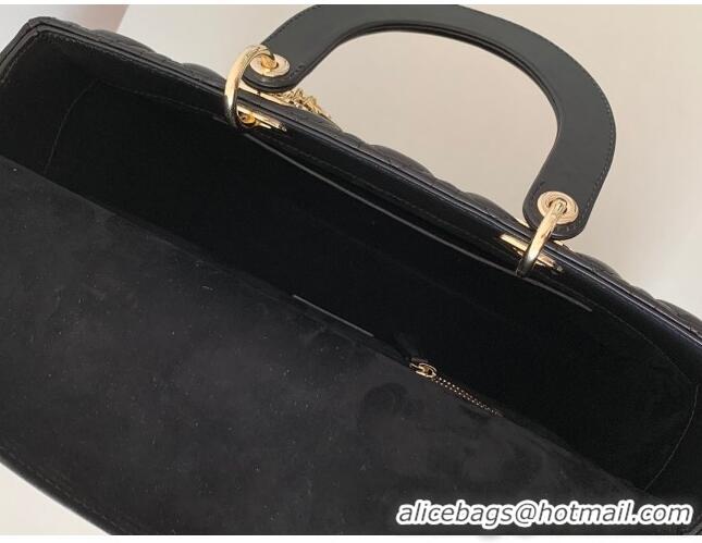 Grade Quality Dior Large Lady Dior Bag in Lambskin Leather CD1817 Black/Gold 2024