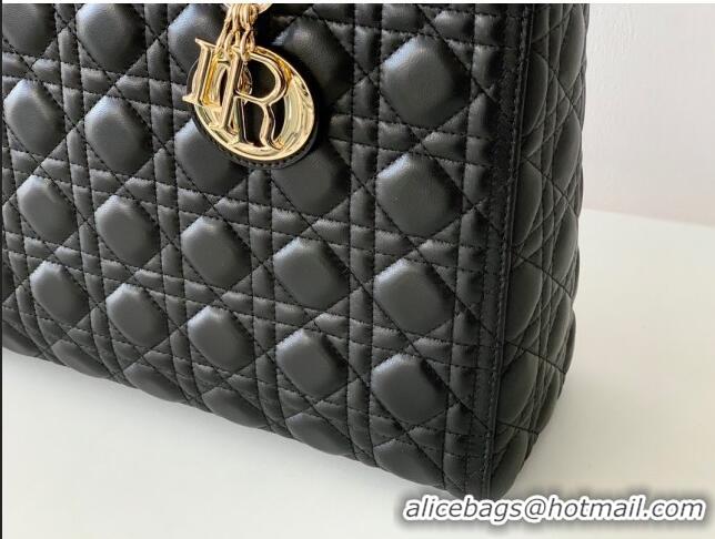 Grade Quality Dior Large Lady Dior Bag in Lambskin Leather CD1817 Black/Gold 2024