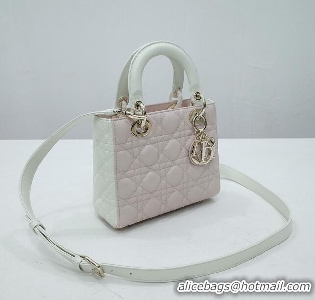 Best Product Dior Small Lady Dior Bag in Lambskin Leather CD2606 Pink/White/Gold 2024