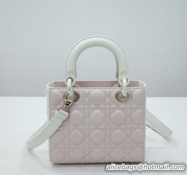 Best Product Dior Small Lady Dior Bag in Lambskin Leather CD2606 Pink/White/Gold 2024