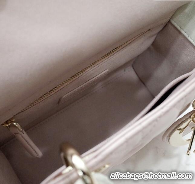 Best Product Dior Small Lady Dior Bag in Lambskin Leather CD2606 Pink/White/Gold 2024