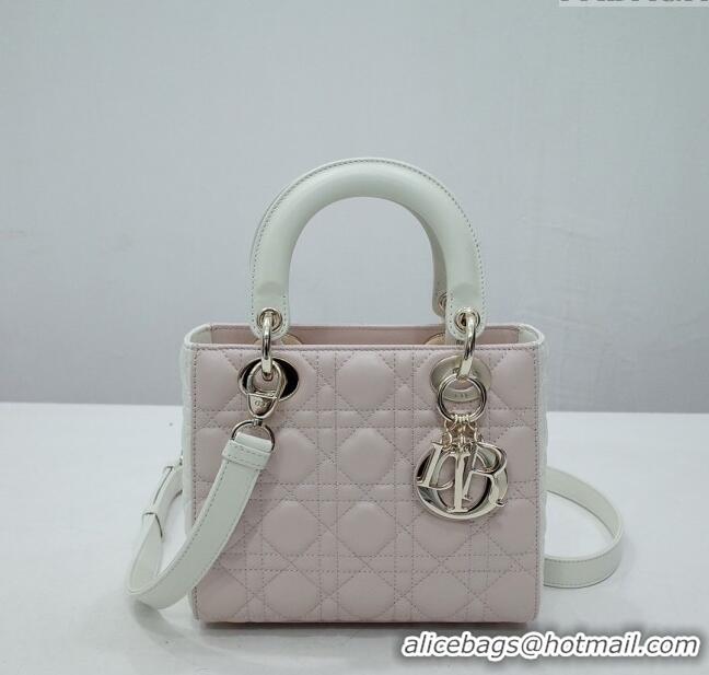 Best Product Dior Small Lady Dior Bag in Lambskin Leather CD2606 Pink/White/Gold 2024