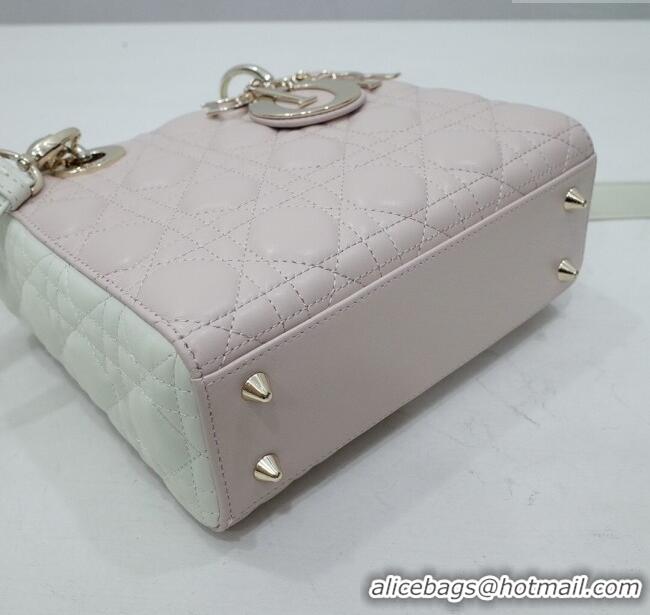 Best Product Dior Small Lady Dior Bag in Lambskin Leather CD2606 Pink/White/Gold 2024