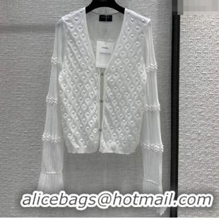 Buy Cheapest Chanel Knit Cardigan CH042713 White 2024