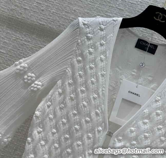 Buy Cheapest Chanel Knit Cardigan CH042713 White 2024