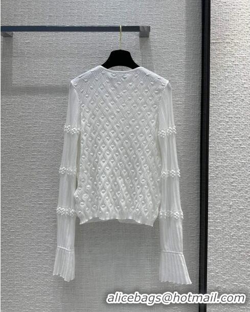 Buy Cheapest Chanel Knit Cardigan CH042713 White 2024