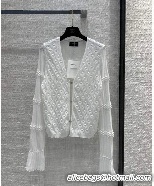 Buy Cheapest Chanel Knit Cardigan CH042713 White 2024