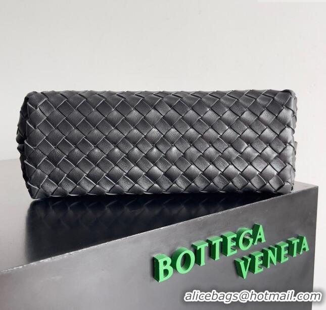 Top Grade Bottega Veneta Medium Andiamo Top Handle Bag in Intrecciato Leather 743572 Black/Silver 2024