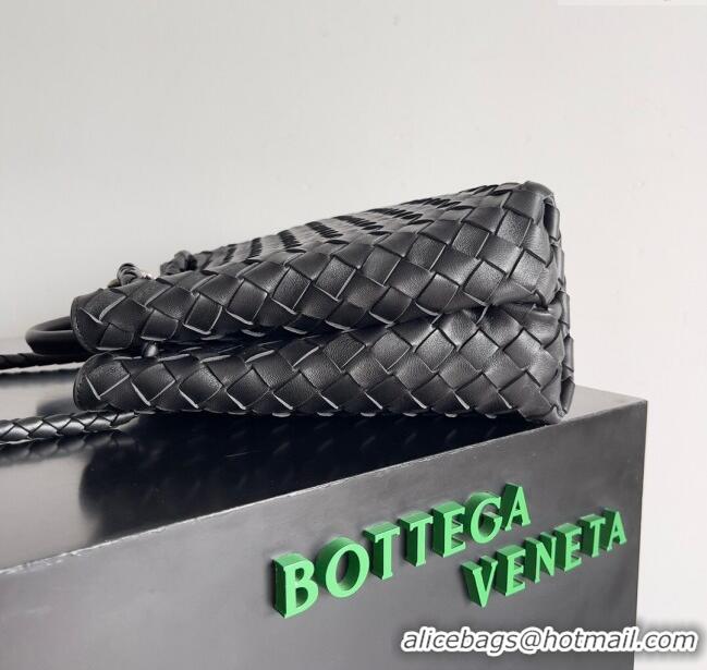 Top Grade Bottega Veneta Medium Andiamo Top Handle Bag in Intrecciato Leather 743572 Black/Silver 2024