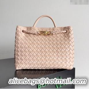 Promotional Bottega Veneta Medium Andiamo Top Handle Bag in Intrecciato Leather 743572 Nude Pink 2024