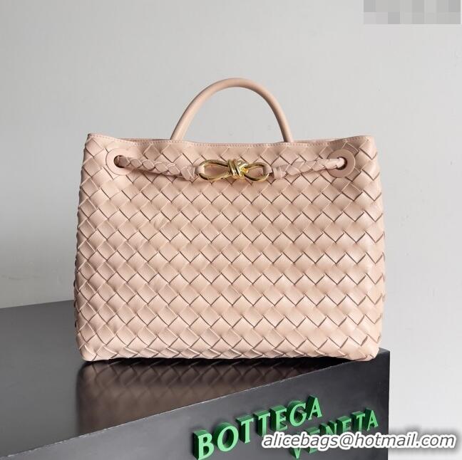 Promotional Bottega Veneta Medium Andiamo Top Handle Bag in Intrecciato Leather 743572 Nude Pink 2024