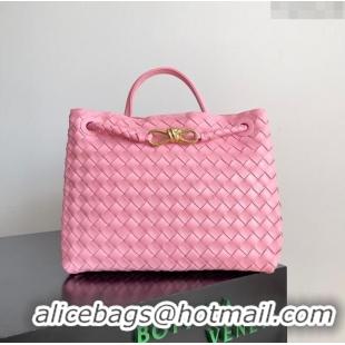 Well Crafted Bottega Veneta Medium Andiamo Top Handle Bag in Intrecciato Suede 743572 Pink 2024