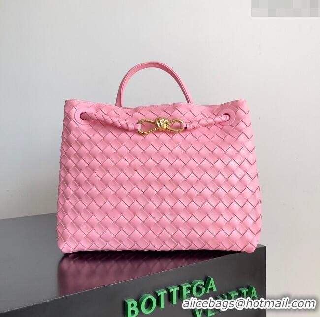 Well Crafted Bottega Veneta Medium Andiamo Top Handle Bag in Intrecciato Suede 743572 Pink 2024