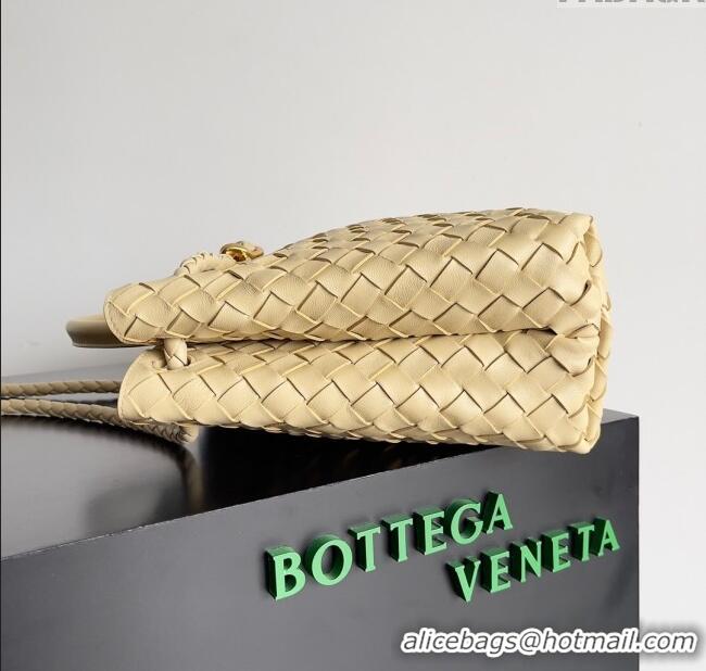 Famous Brand Bottega Veneta Medium Andiamo Top Handle Bag in Intrecciato Leather 743572 Yellow 2024