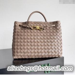 Super Quality Bottega Veneta Medium Andiamo Top Handle Bag in Intrecciato Leather 743572 Grey 2024