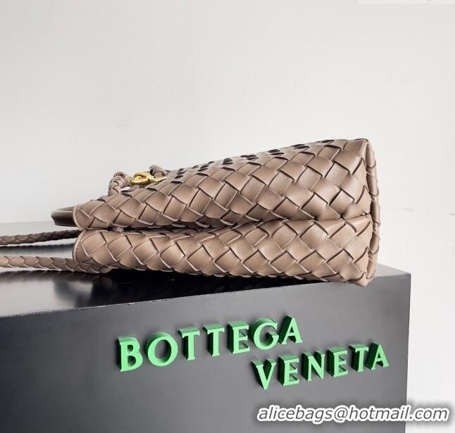 Super Quality Bottega Veneta Medium Andiamo Top Handle Bag in Intrecciato Leather 743572 Grey 2024