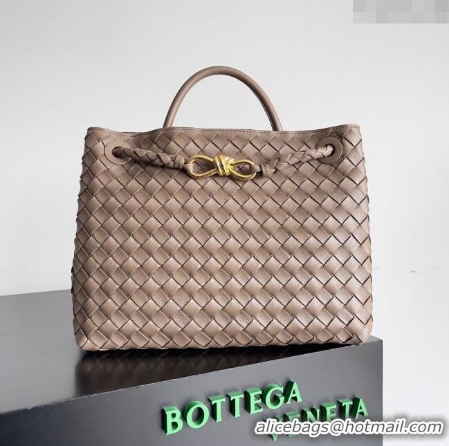 Super Quality Bottega Veneta Medium Andiamo Top Handle Bag in Intrecciato Leather 743572 Grey 2024