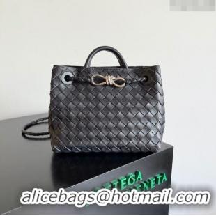 Big Discount Bottega Veneta Small Andiamo Top Handle Bag in Intrecciato Leather 743568 Black/Silver 2023