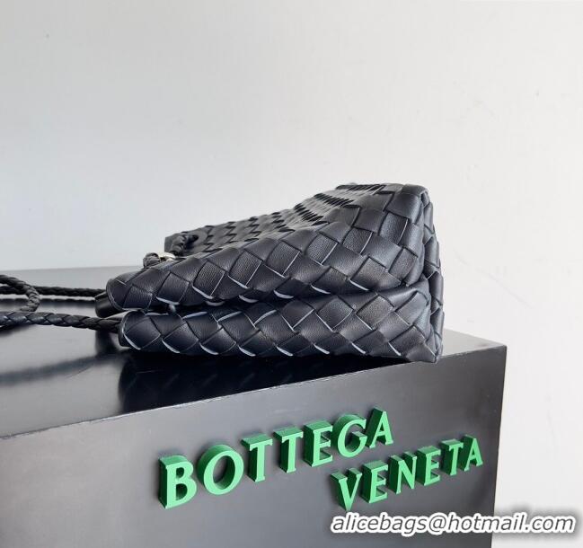 Big Discount Bottega Veneta Small Andiamo Top Handle Bag in Intrecciato Leather 743568 Black/Silver 2023