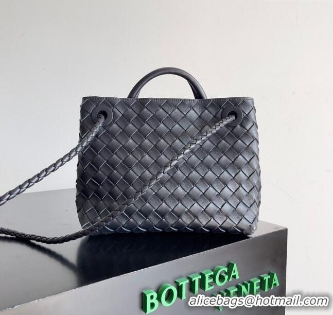 Big Discount Bottega Veneta Small Andiamo Top Handle Bag in Intrecciato Leather 743568 Black/Silver 2023