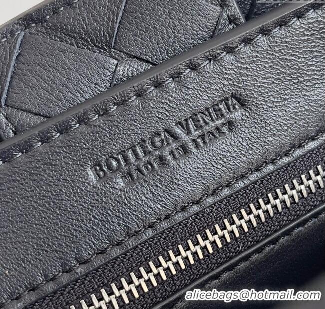 Big Discount Bottega Veneta Small Andiamo Top Handle Bag in Intrecciato Leather 743568 Black/Silver 2023