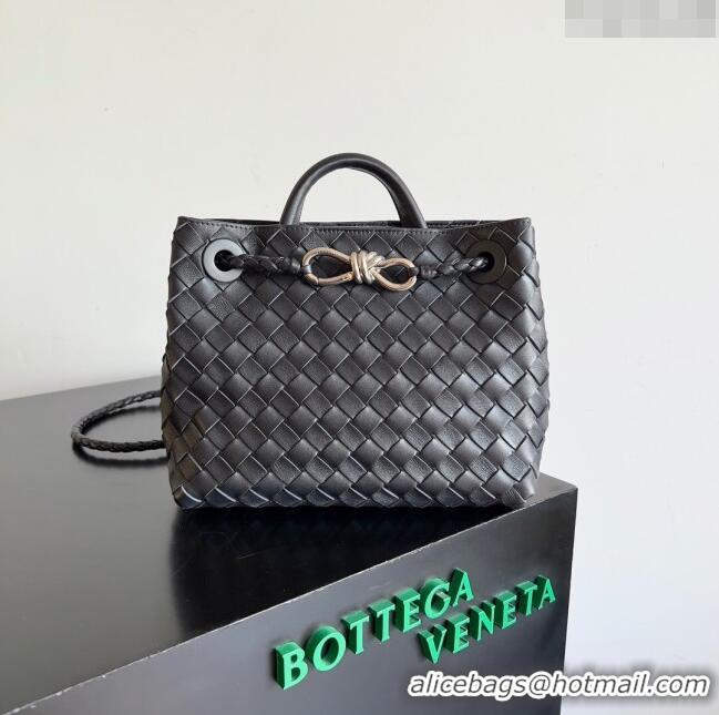 Big Discount Bottega Veneta Small Andiamo Top Handle Bag in Intrecciato Leather 743568 Black/Silver 2023