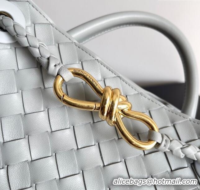 Most Popular Bottega Veneta Small Andiamo Top Handle Bag in Intrecciato Leather 743568 Agate Grey 2023