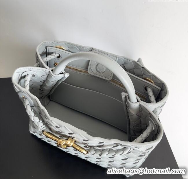 Most Popular Bottega Veneta Small Andiamo Top Handle Bag in Intrecciato Leather 743568 Agate Grey 2023