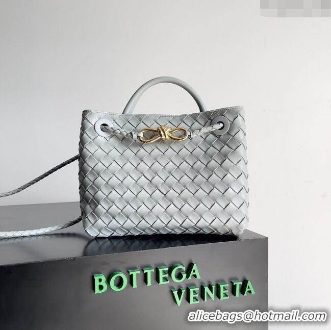 Most Popular Bottega Veneta Small Andiamo Top Handle Bag in Intrecciato Leather 743568 Agate Grey 2023