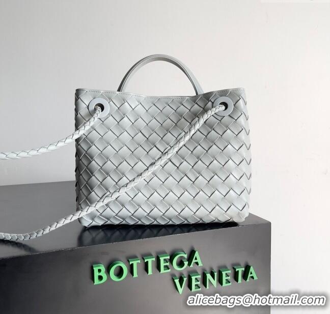 Most Popular Bottega Veneta Small Andiamo Top Handle Bag in Intrecciato Leather 743568 Agate Grey 2023