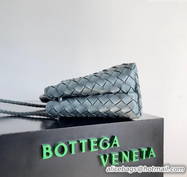 New Fashion Bottega Veneta Small Andiamo Top Handle Bag in Intrecciato Leather 743568 Bluish Grey 2024