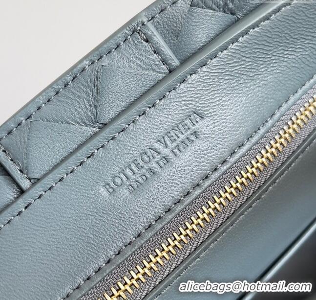 New Fashion Bottega Veneta Small Andiamo Top Handle Bag in Intrecciato Leather 743568 Bluish Grey 2024