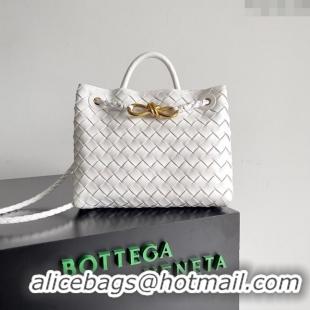 Sophisticated Bottega Veneta Small Andiamo Top Handle Bag in Intrecciato Leather 743568 White 2024