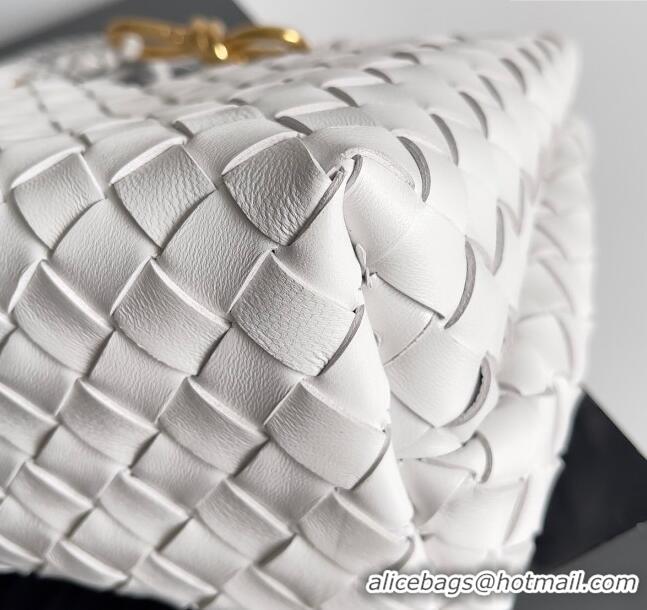 Sophisticated Bottega Veneta Small Andiamo Top Handle Bag in Intrecciato Leather 743568 White 2024