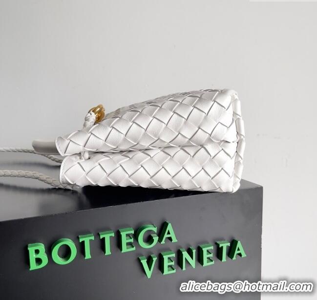 Sophisticated Bottega Veneta Small Andiamo Top Handle Bag in Intrecciato Leather 743568 White 2024