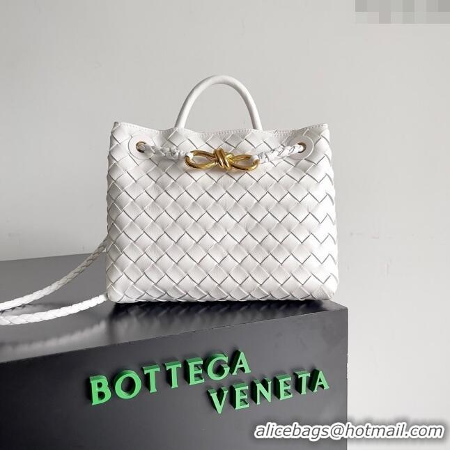 Sophisticated Bottega Veneta Small Andiamo Top Handle Bag in Intrecciato Leather 743568 White 2024