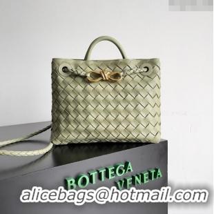 Luxury Discount Bottega Veneta Small Andiamo Top Handle Bag in Intrecciato Leather 743568 Light Green 2024