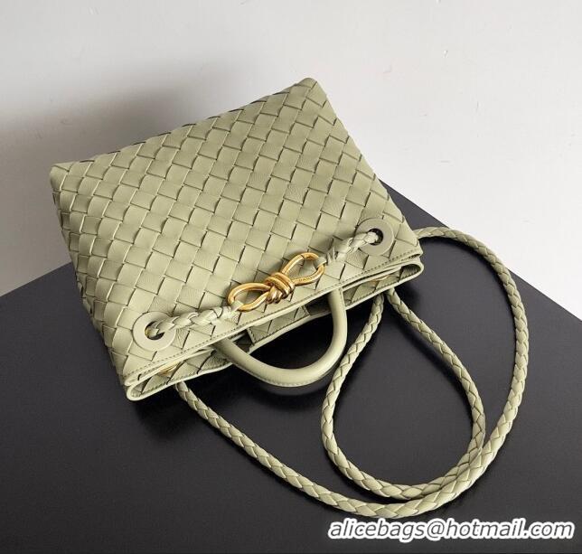 Luxury Discount Bottega Veneta Small Andiamo Top Handle Bag in Intrecciato Leather 743568 Light Green 2024