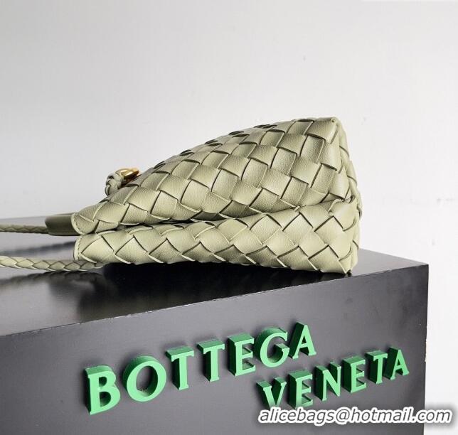 Luxury Discount Bottega Veneta Small Andiamo Top Handle Bag in Intrecciato Leather 743568 Light Green 2024