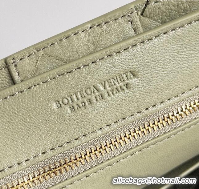 Luxury Discount Bottega Veneta Small Andiamo Top Handle Bag in Intrecciato Leather 743568 Light Green 2024