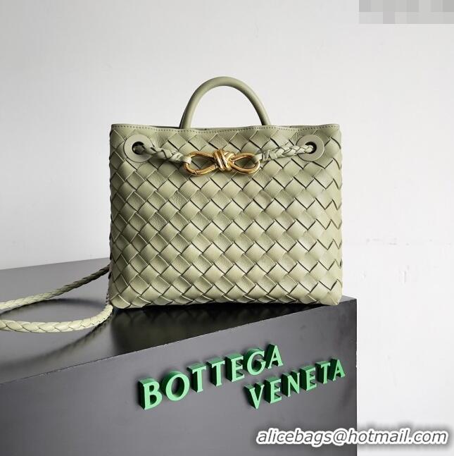 Luxury Discount Bottega Veneta Small Andiamo Top Handle Bag in Intrecciato Leather 743568 Light Green 2024