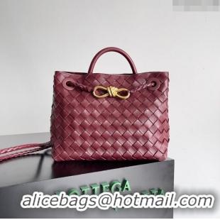 Reasonable Price Bottega Veneta Small Andiamo Top Handle Bag in Intrecciato Leather 743568 Burgundy 2024