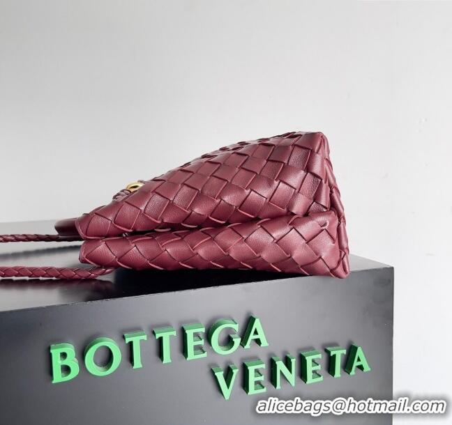 Reasonable Price Bottega Veneta Small Andiamo Top Handle Bag in Intrecciato Leather 743568 Burgundy 2024