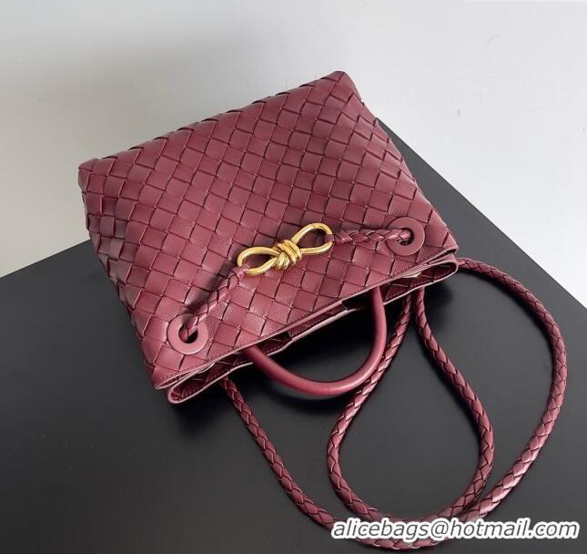 Reasonable Price Bottega Veneta Small Andiamo Top Handle Bag in Intrecciato Leather 743568 Burgundy 2024