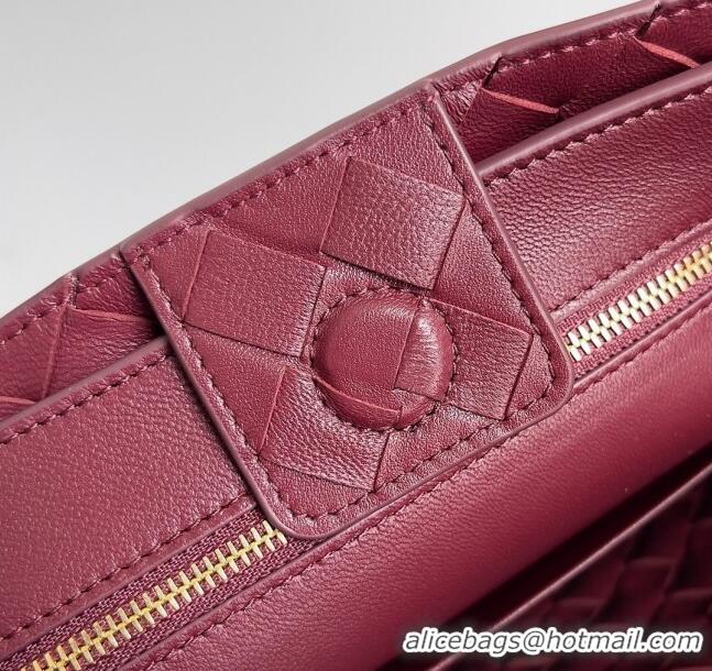 Reasonable Price Bottega Veneta Small Andiamo Top Handle Bag in Intrecciato Leather 743568 Burgundy 2024